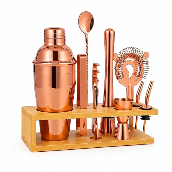 Plastic_Rose_Gold_11-Piece_Cocktail_Shaker_Bar_Set_With_Stand