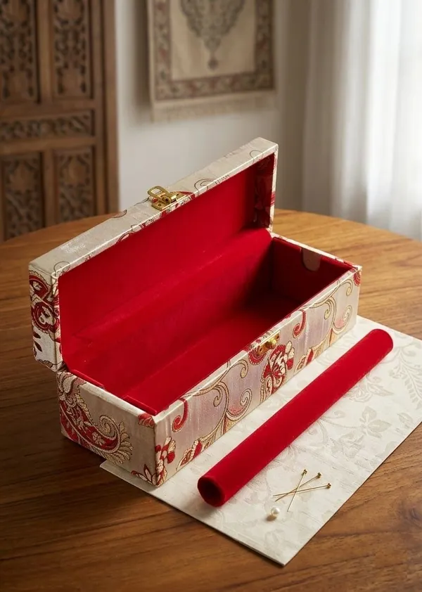 Red_And_White_Jewelry_Storage_Box_Wooden_+_Plastic_Rod_For_Women__Bridal
