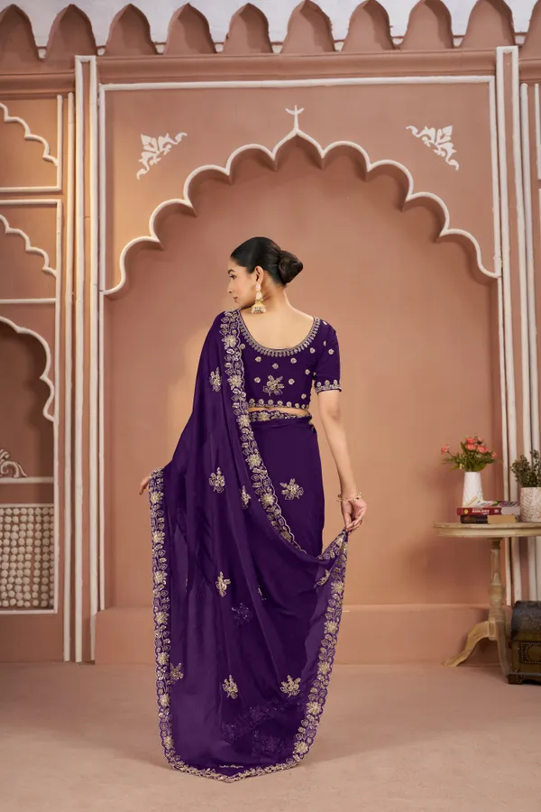 Dark_Green_Mosk_Silk_Beads_Embellished_Saree_For_Women