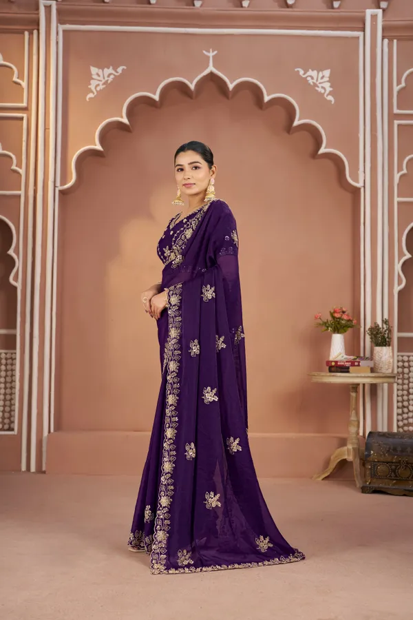 Dark_Green_Mosk_Silk_Beads_Embellished_Saree_For_Women