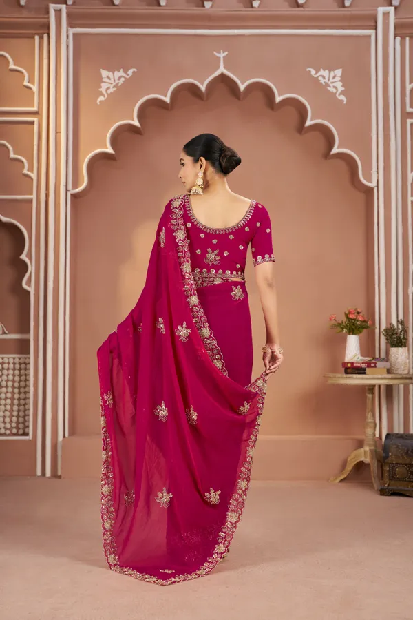 Dark_Green_Mosk_Silk_Beads_Embellished_Saree_For_Women