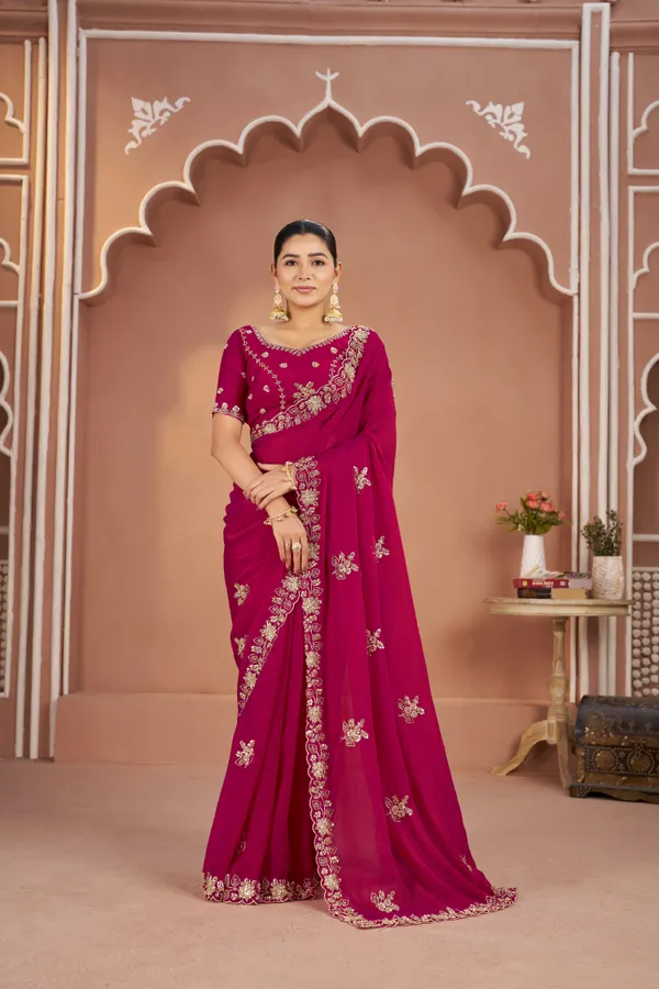 Dark_Green_Mosk_Silk_Beads_Embellished_Saree_For_Women