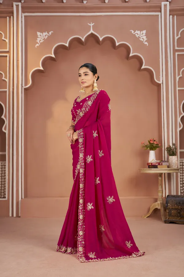 Dark_Green_Mosk_Silk_Beads_Embellished_Saree_For_Women