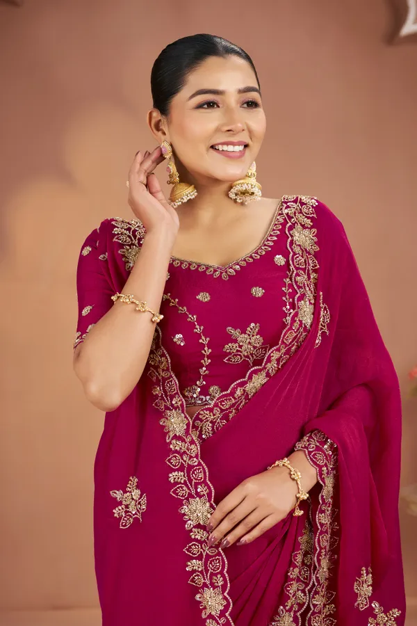 Dark_Green_Mosk_Silk_Beads_Embellished_Saree_For_Women