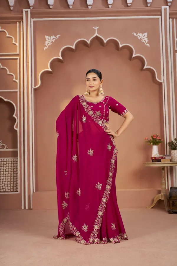 Dark_Green_Mosk_Silk_Beads_Embellished_Saree_For_Women