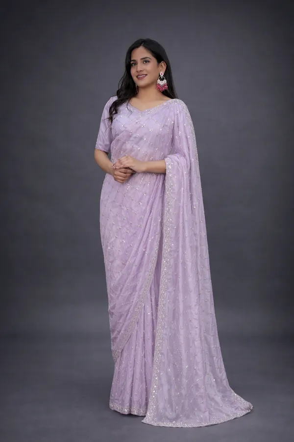 Lavender_Crystal_Fabric_Embroidered_Beaded_Saree_For_Women