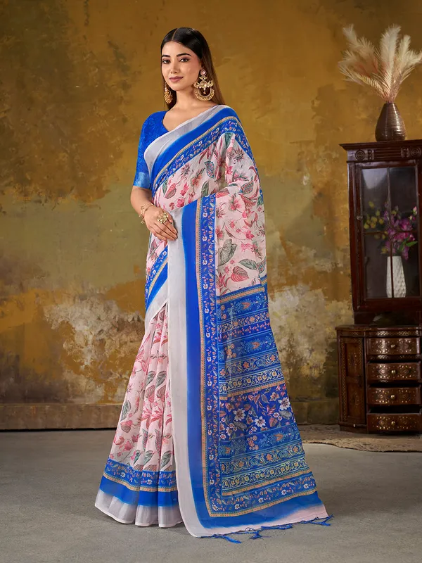 Premium_Digital_Print_Saree_With_Royal_Blue_Pallu_Default_Title