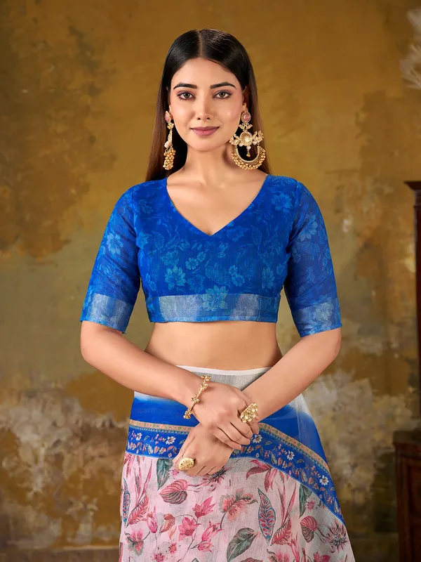 Premium_Digital_Print_Saree_With_Royal_Blue_Pallu_Default_Title