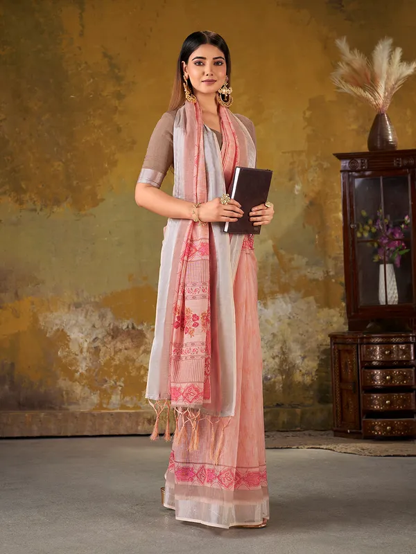 Premium_Digital_Print_Saree_With_Soft_Peach_Color_Default_Title
