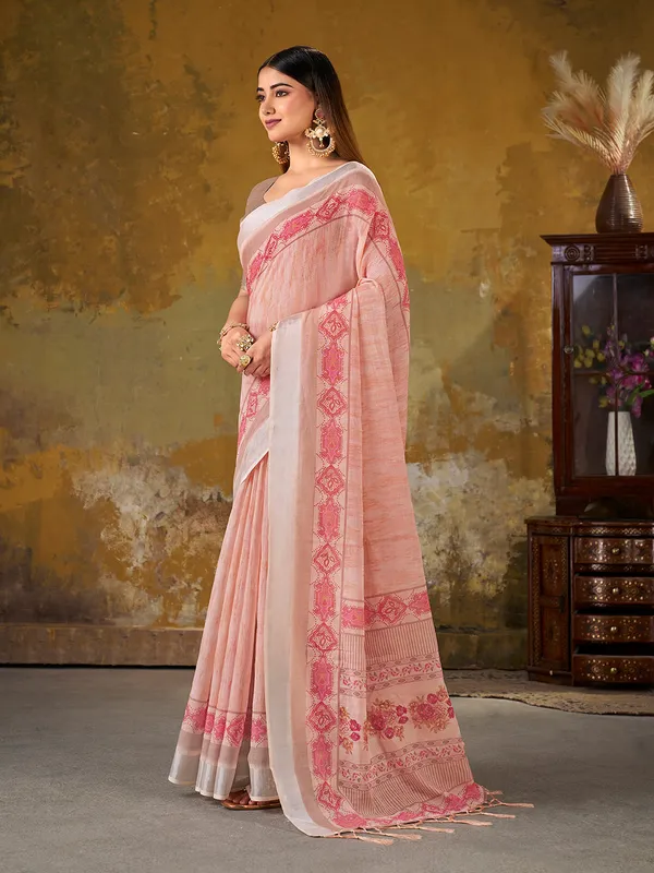 Premium_Digital_Print_Saree_With_Soft_Peach_Color_Default_Title