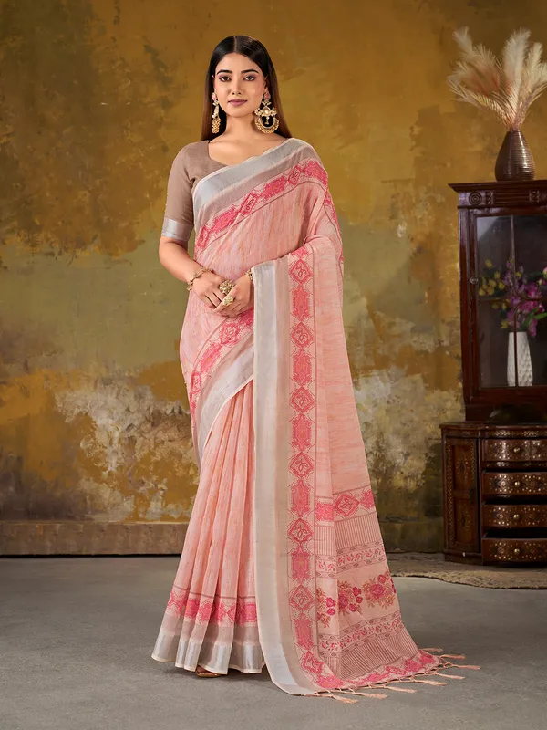 Premium_Digital_Print_Saree_With_Soft_Peach_Color_Default_Title