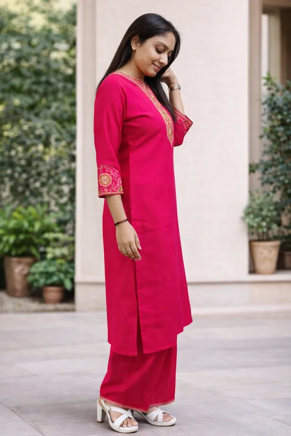 Rani_Pink_Roman_Silk_Embroidered_Kurta_Palazzo_Set_For_Women