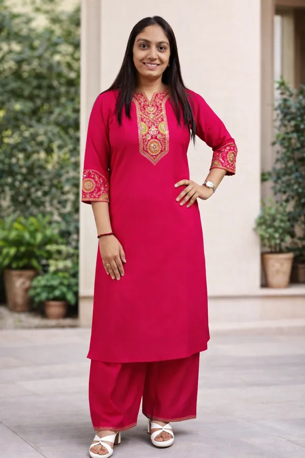 Rani_Pink_Roman_Silk_Embroidered_Kurta_Palazzo_Set_For_Women