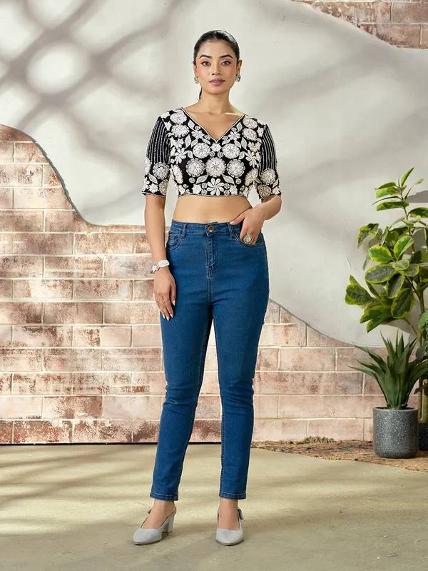 Black_Blueberry_Fabric_Embroidered_Beaded_Blouse_For_Women