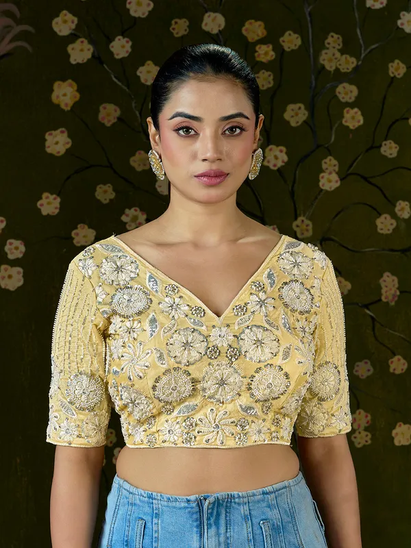 Yellow_Blueberry_Fabric_Embroidered_Beaded_Bridal_Blouse_For_Women