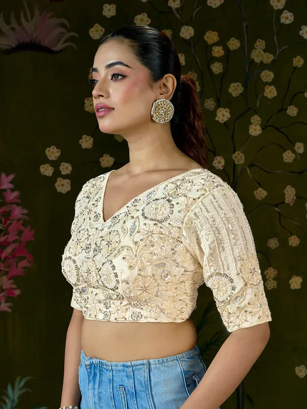 Cream_Blueberry_Fabric_Embroidered_Beaded_Blouse_For_Women