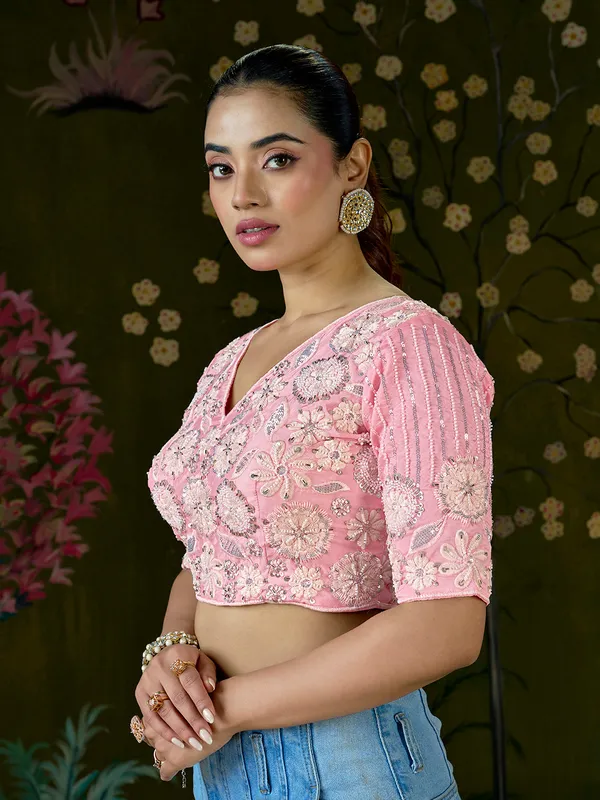 Blush_Pink_Blueberry_Fabric_Embroidered_Beaded_Blouse_For_Women