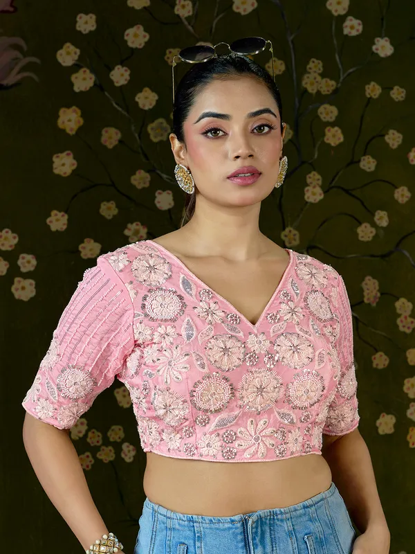 Blush_Pink_Blueberry_Fabric_Embroidered_Beaded_Blouse_For_Women