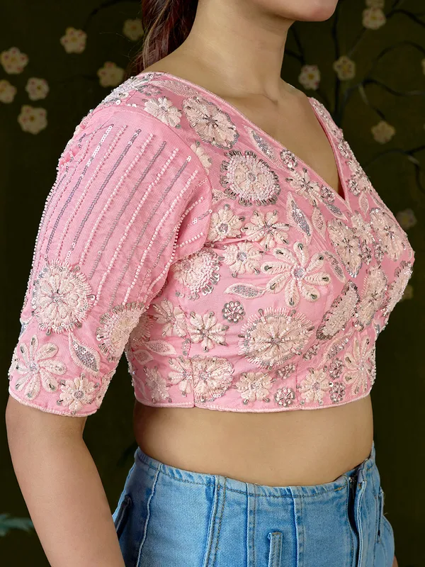 Blush_Pink_Blueberry_Fabric_Embroidered_Beaded_Blouse_For_Women