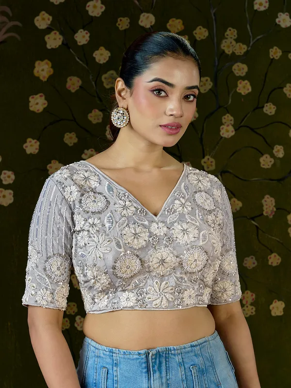 Light_Grey_Blueberry_Fabric_Embroidered_Beaded_Blouse_For_Women