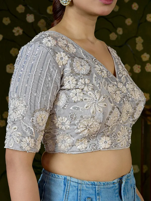 Light_Grey_Blueberry_Fabric_Embroidered_Beaded_Blouse_For_Women