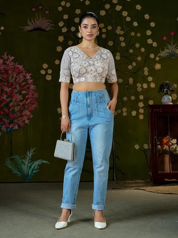 Light_Grey_Blueberry_Fabric_Embroidered_Beaded_Blouse_For_Women