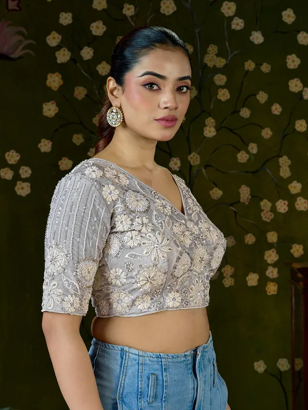 Light_Grey_Blueberry_Fabric_Embroidered_Beaded_Blouse_For_Women