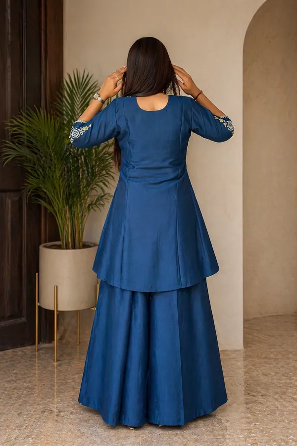 Peach_Embroidered_Khatli_Work_Kurta_Palazzo_Set_For_Women