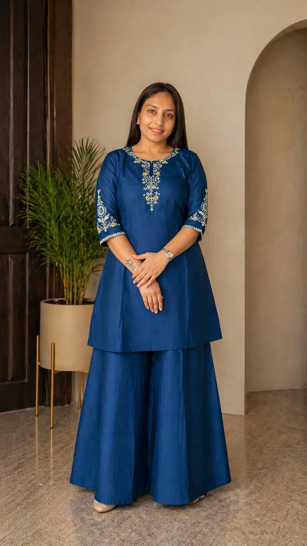 Peach_Embroidered_Khatli_Work_Kurta_Palazzo_Set_For_Women