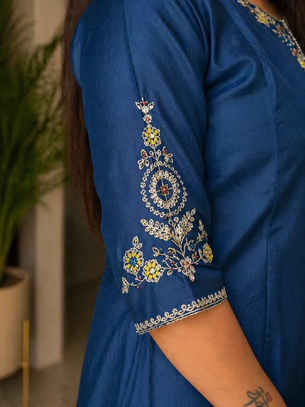 Peach_Embroidered_Khatli_Work_Kurta_Palazzo_Set_For_Women