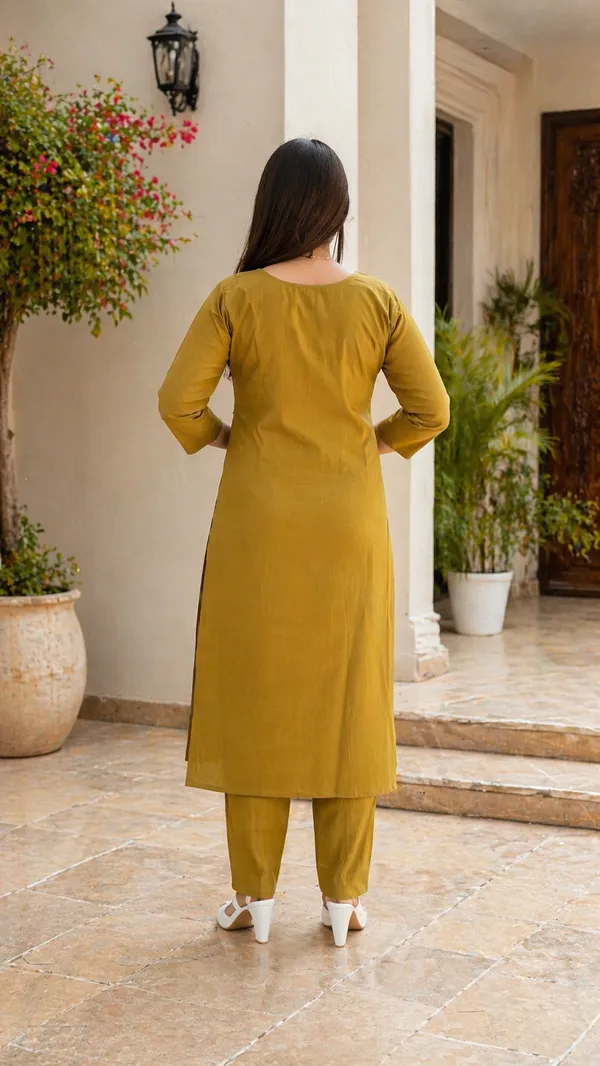 Elegant_Titan_Silk_Kurti_Set_With_Embroidered_Hand_Mirror_Work
