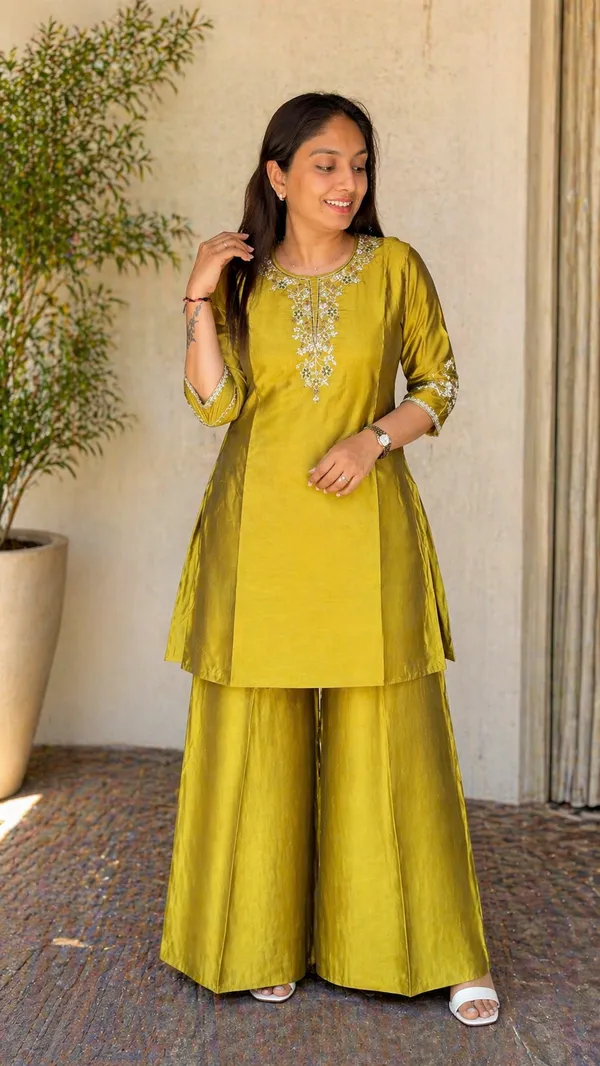 Lemon_Caramel_Fabric_Embroidered_Khatli_Work_Palazzo_Set_For_Women
