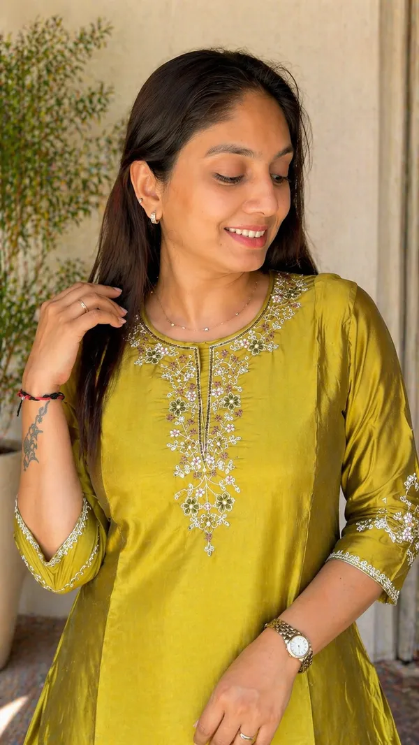 Lemon_Caramel_Fabric_Embroidered_Khatli_Work_Palazzo_Set_For_Women