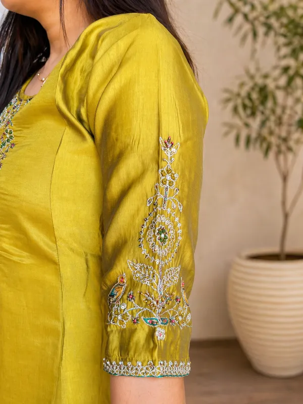 Lemon_Caramel_Fabric_Embroidered_Khatli_Work_Palazzo_Set_For_Women