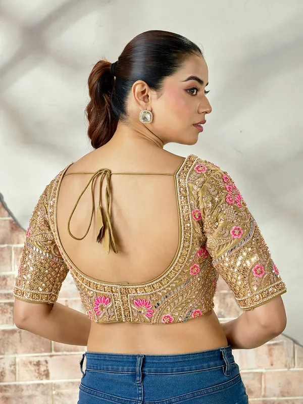 Olive_Gold_Embroidered_Mirror_Work_Bridal_Blouse_For_Women