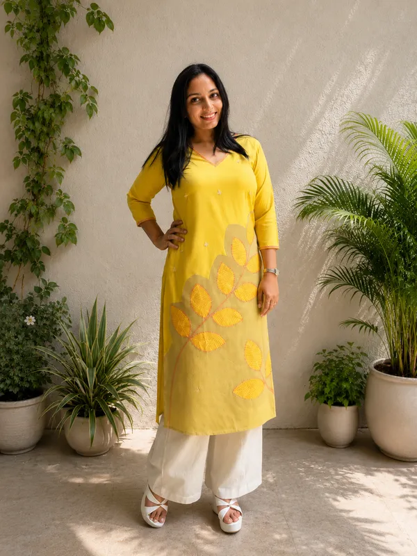 Women_S_Yellow_Embroidered_Straight_Kurti