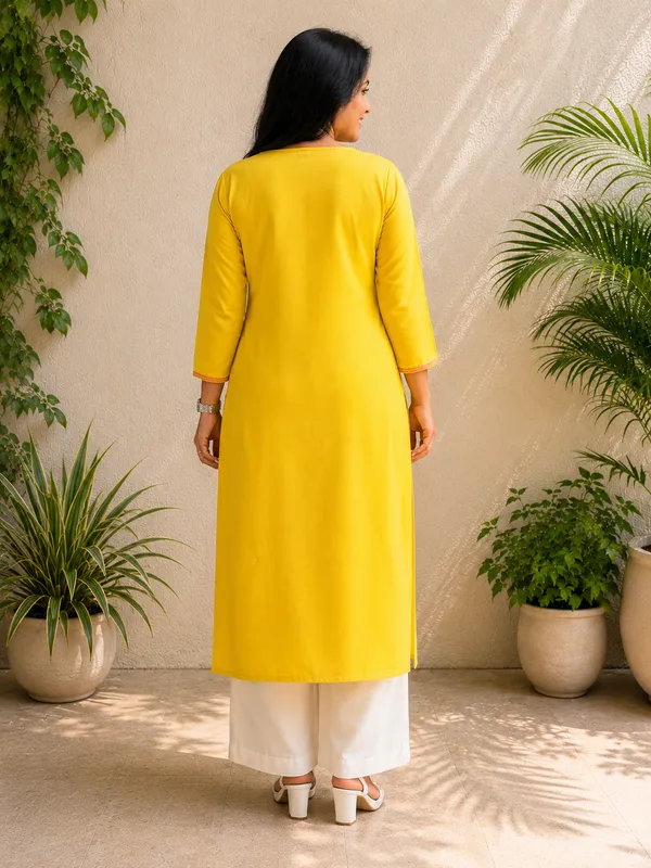 Women_S_Yellow_Embroidered_Straight_Kurti