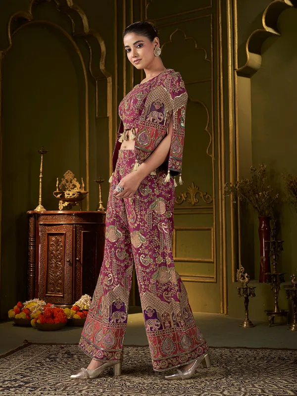 Wine_Paisley_Embroidered_Position_Print_Co-Ord_Set_For_Women