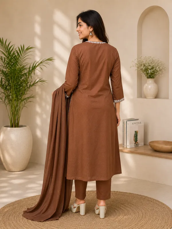 Coffee_Brown_Embroidered_Straight_Kurta_Set_For_Women