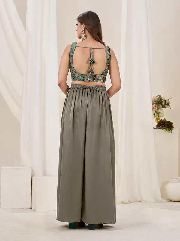 Olive_Green_Viscose_Embroidered_Indo_Western_Palazzo_Set_For_Women