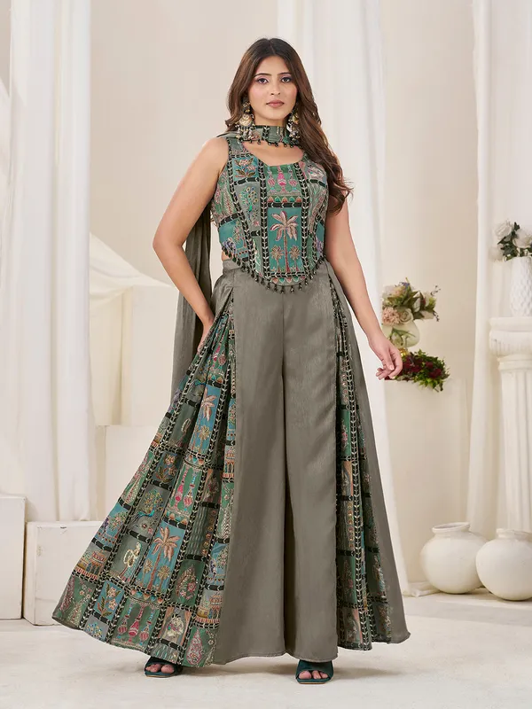 Olive_Green_Viscose_Embroidered_Indo_Western_Palazzo_Set_For_Women