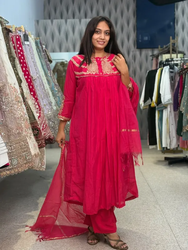 Pink_Cotton_Anarkali_Embroidered_Kurta_Palazzo_Set_For_Women