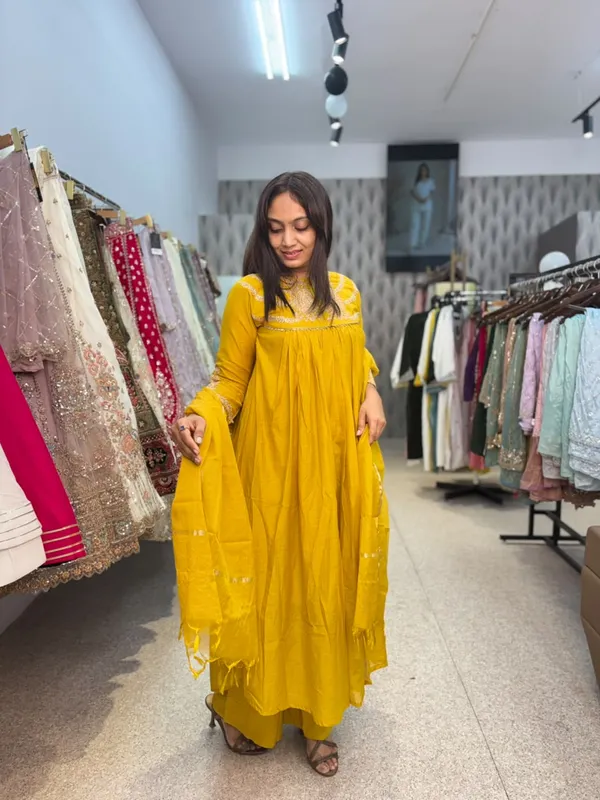 Mustard_Yellow_Cotton_Embroidered_Kurta_Palazzo_Set_For_Women