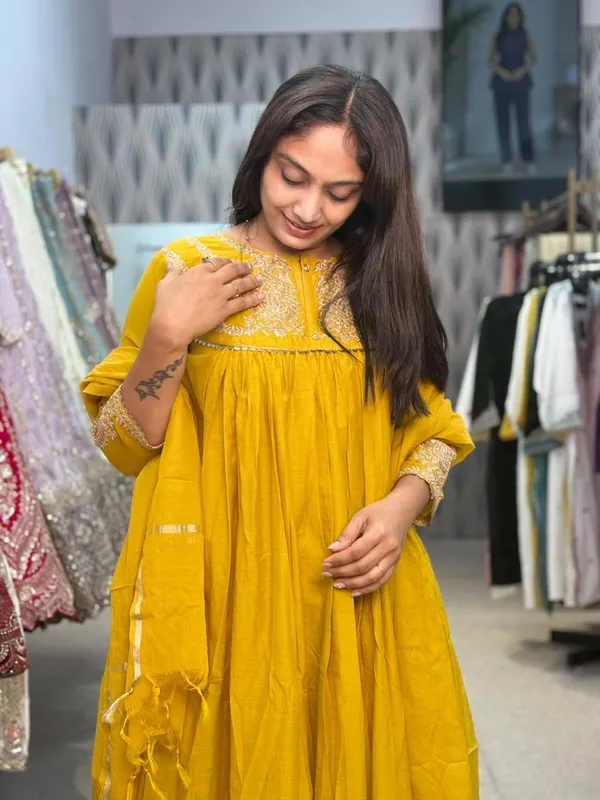 Mustard_Yellow_Cotton_Embroidered_Kurta_Palazzo_Set_For_Women