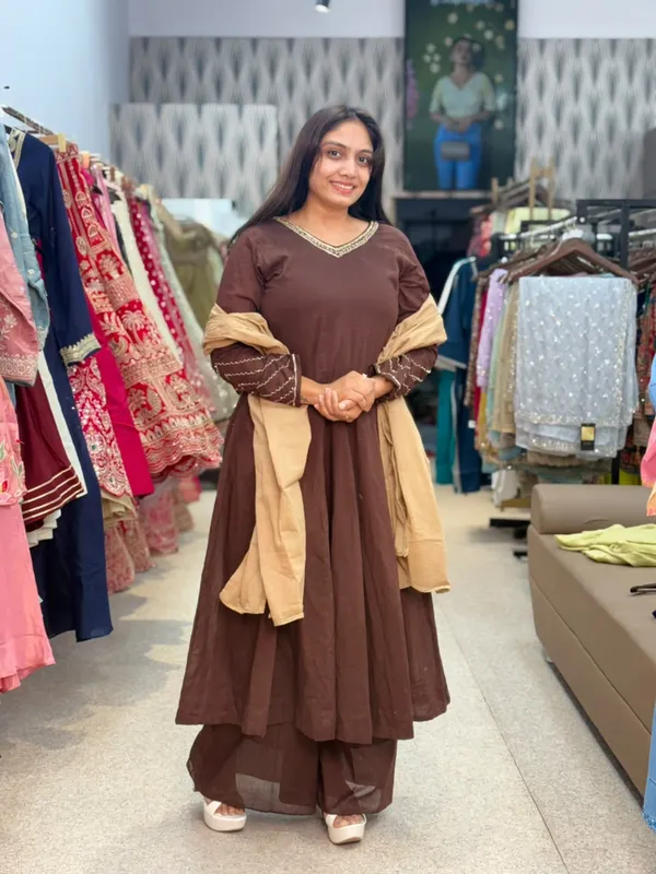Brown_Cotton_Embroidered_Kurta_Palazzo_Set_For_Women