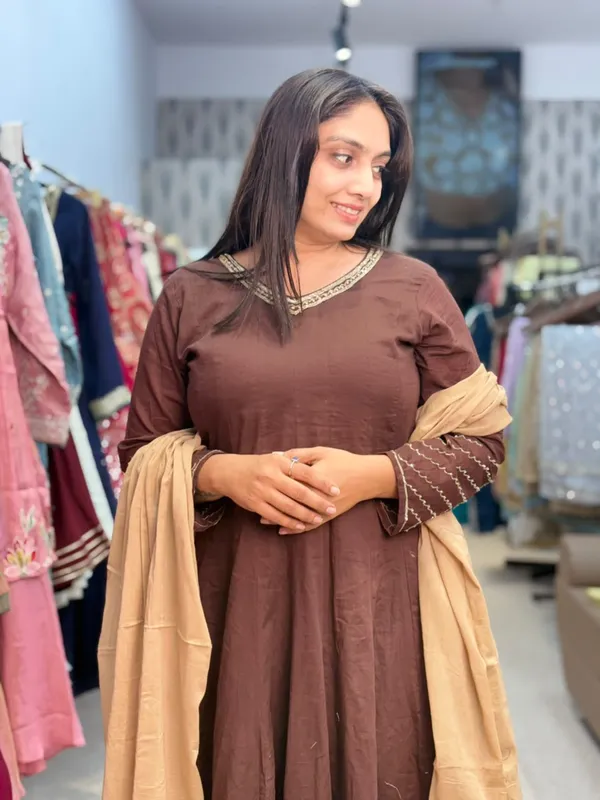 Brown_Cotton_Embroidered_Kurta_Palazzo_Set_For_Women