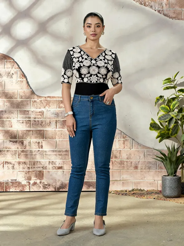 Black_Blueberry_Fabric_Embroidered_Beaded_Blouse_For_Women