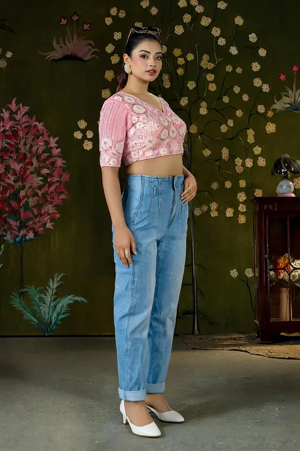 Blush_Pink_Blueberry_Fabric_Embroidered_Beaded_Blouse_For_Women