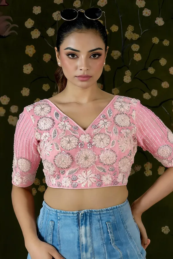 Blush_Pink_Blueberry_Fabric_Embroidered_Beaded_Blouse_For_Women