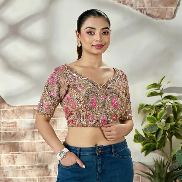 Dusty_Brown_Embroidered_Mirror_Work_Bridal_Blouse_For_Women